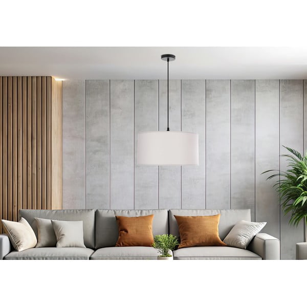 Biała lampa wisząca z tekstylnym kloszem ø 40 cm Shanti – Candellux Lighting-image-4