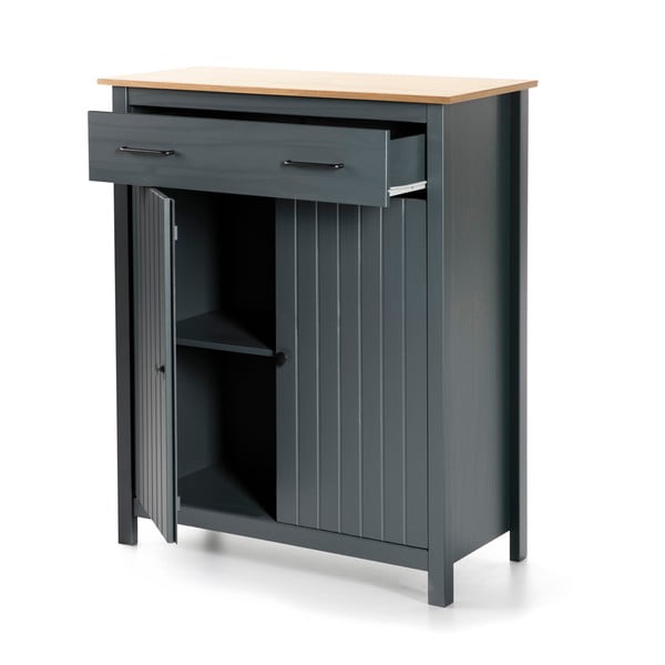 Ciemnoniebieska wysoka komoda z litego drewna sosnowego 90x110 cm Miranda – Marckeric-image-3