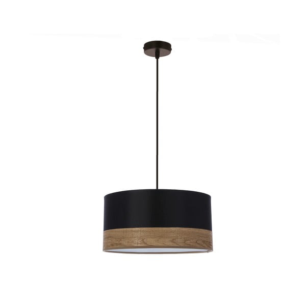 Czarna lampa wisząca z tekstylnym kloszem ø 30 cm Porto – Candellux Lighting