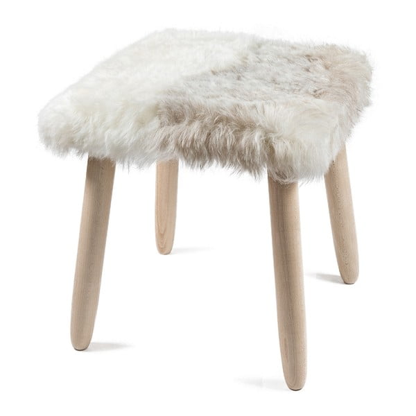 Drewniany stolik z obiciem ze skóry jagnięcej Arctic Fur Merro