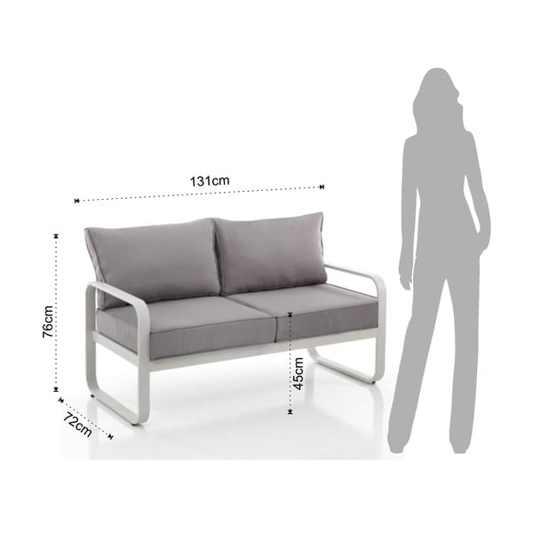 Szara aluminiowa sofa ogrodowa Ischia – Tomasucci-image-1