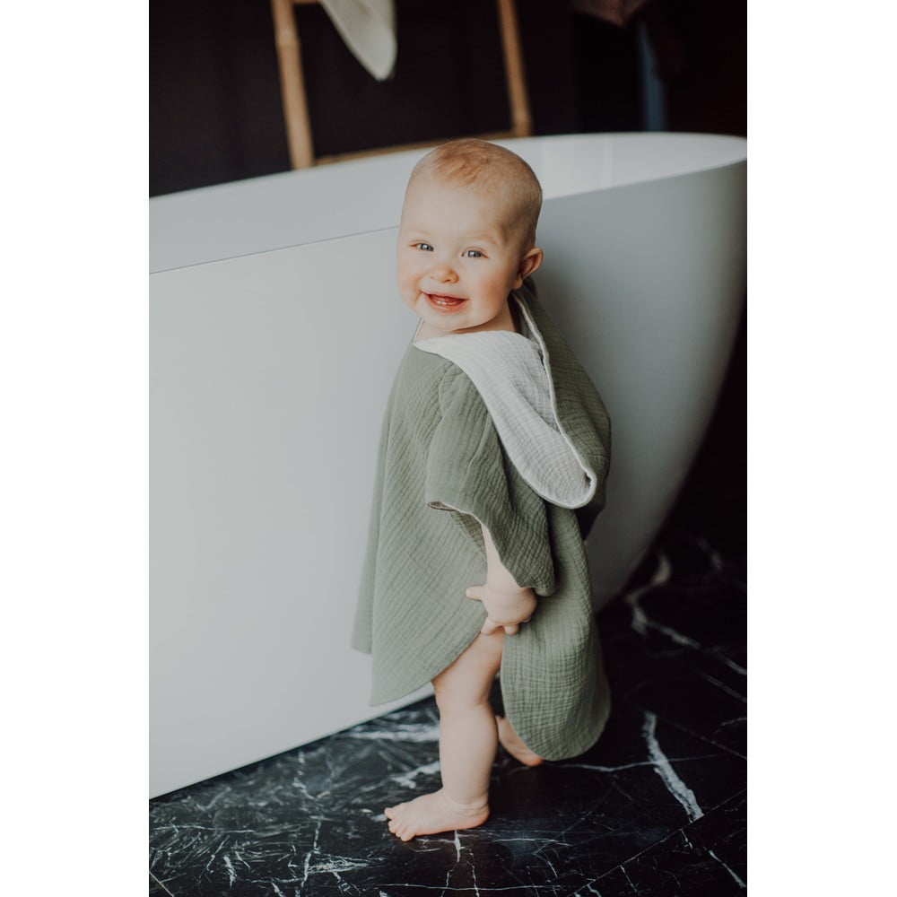 Muślinowe poncho dziecięce w kolorze khaki rozmiar M – Malomi Kids (zdjęcie 6)