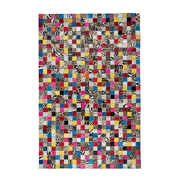 Kolorowy dywan ze skóry bydlęcej Patchwork, 180x120 cm