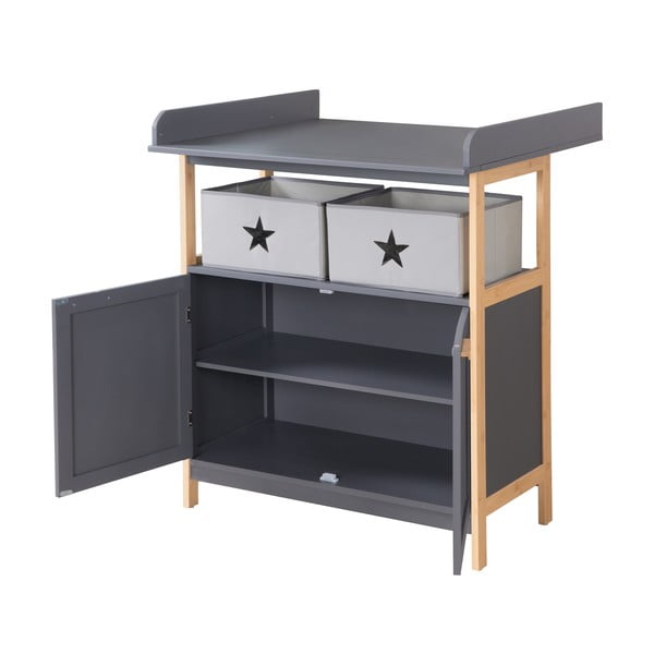 Antracytowa niska komoda dziecięca z przewijakiem 87x75 cm Berlin – Roba-image-2