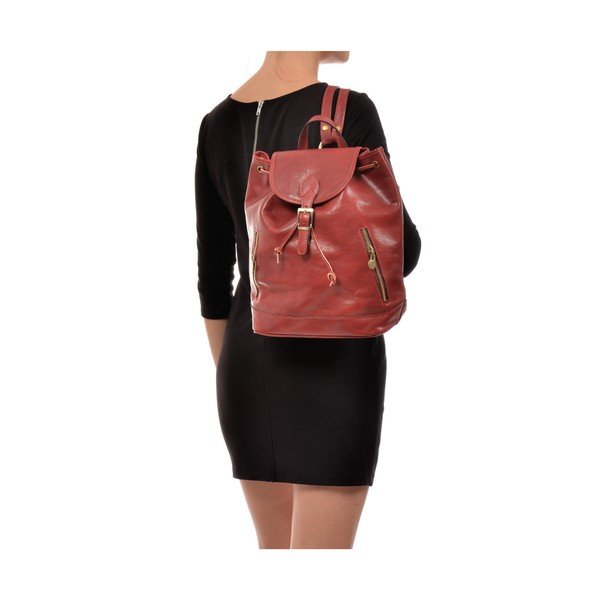 Czerwony skórzany plecak Sofia Cardoni Cindy-image-4