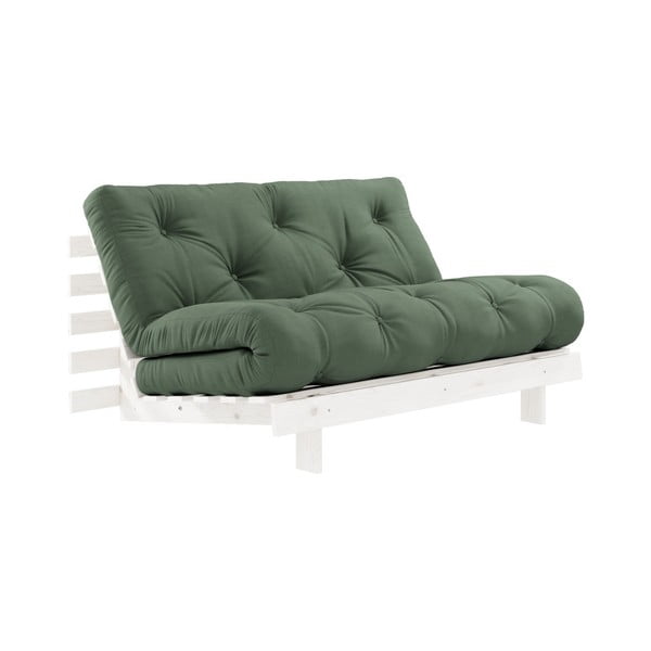 Sofa rozkładana z zielonym obiciem Karup Design Roots White/Olive Green