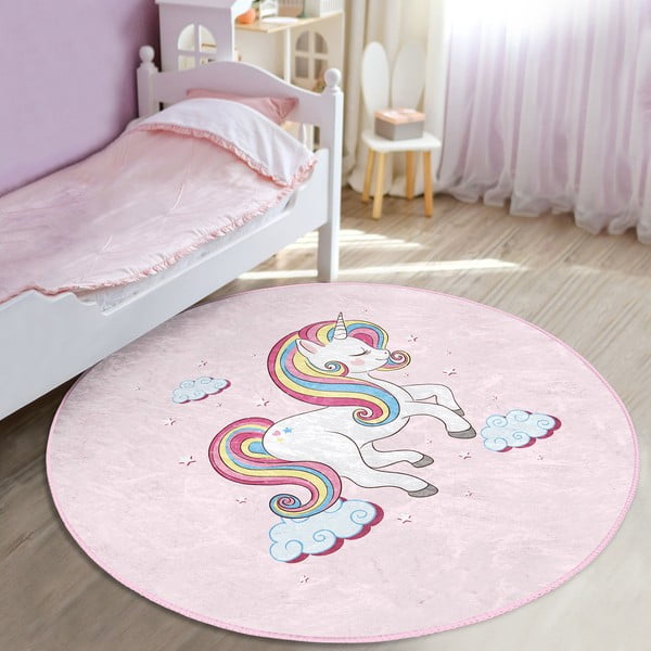 Różowy dywan dziecięcy ø 120 cm Comfort – Mila Home-image-4