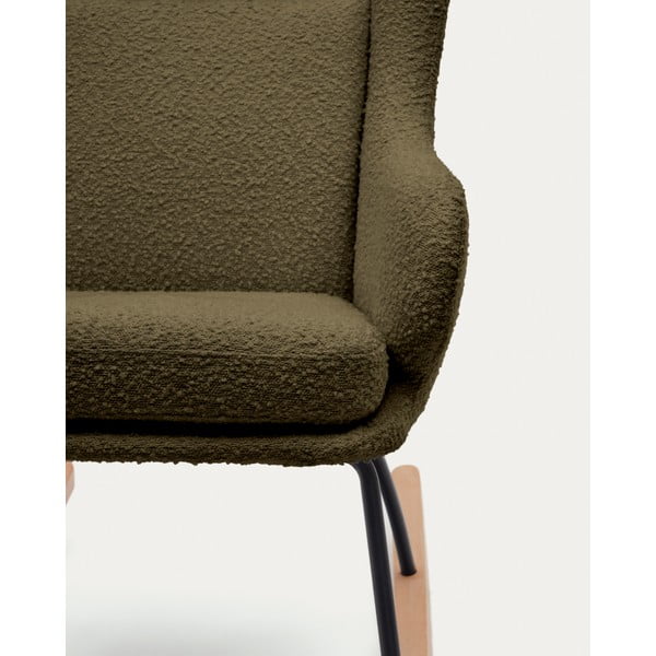 Zielony bujany fotel z materiału bouclé Maustin – Kave Home-image-3