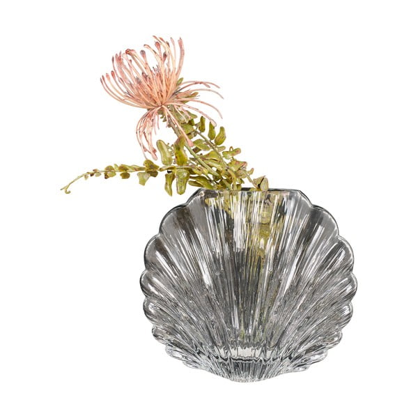 Jasnoszary szklany ręcznie wykonany wazon – House Nordic-image-3