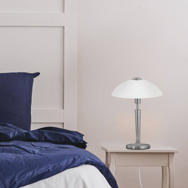 Szara lampa stołowa ze ściemniaczem ze szklanym kloszem (wysokość 35 cm) SOLO 1 – EGLO-image-1