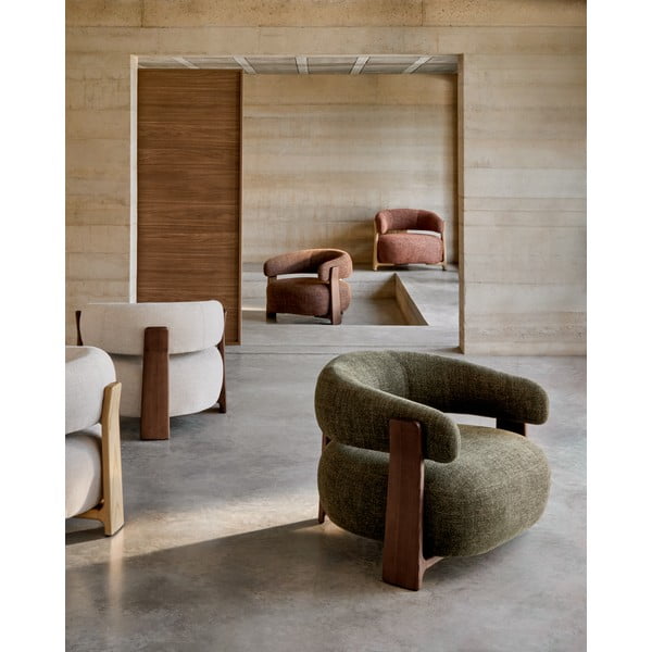 Brązowy fotel z tkaniny szenilowej Granite – Kave Home-image-1