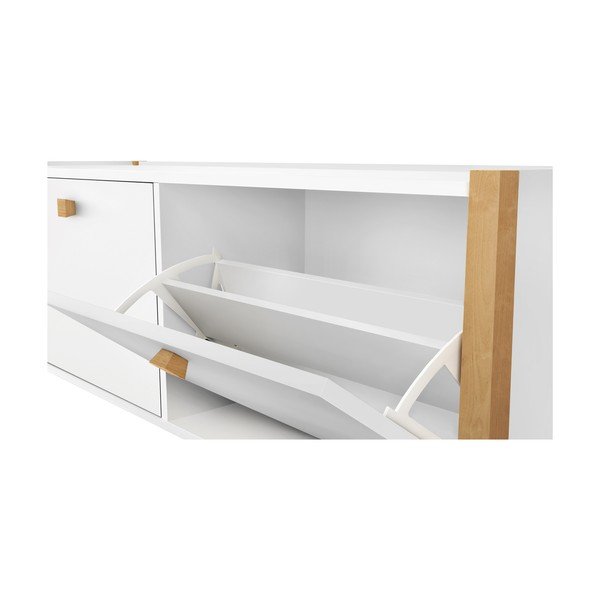 Biała szafka na buty z ławką Woodman Hannover-image-1