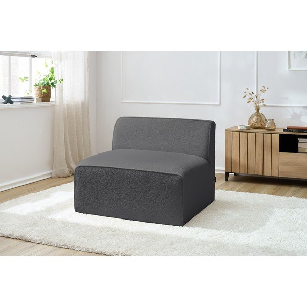 Ciemnoszary moduł sofy z materiału bouclé (moduł środkowy) Megeve – Bobochic Paris-image-1