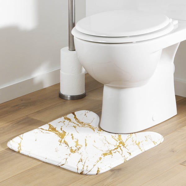 Dywanik łazienkowy w biało-złotym kolorze 45x45 cm Aquamarbre – douceur d'intérieur-image-1