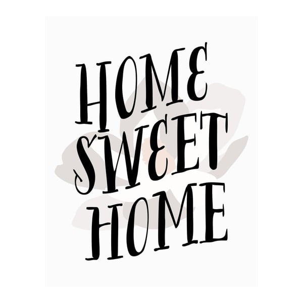 Plakat w drewnianej ramie Home sweet home, 38x28 cm