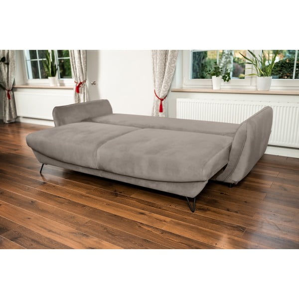 Beżowa rozkładana/ze schowkiem sofa z tkaniny szenilowej 236 cm Silva – ELTAP-image-2