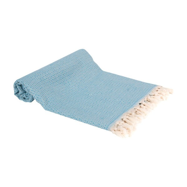 Turkusowy ręcznik kąpielowy tkany ręcznie Ivy's Emel, 100x180 cm