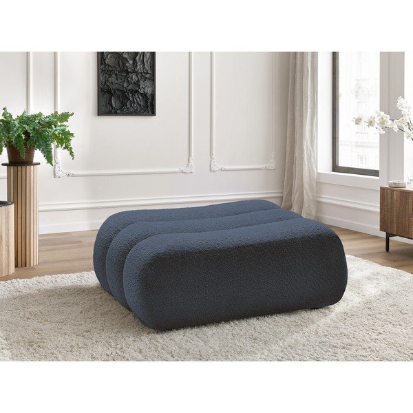 Ciemnoniebieski podnóżek z materiału bouclé Azra – Bobochic Paris-image-1