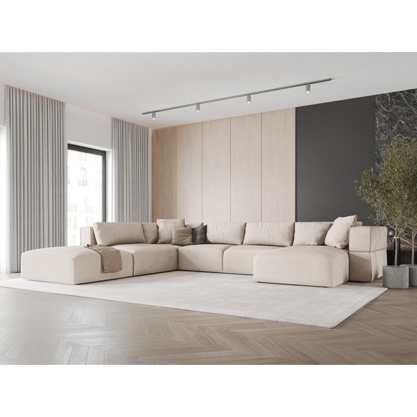 Beżowy narożnik (lewostronny/w kształcie litery U) Esther – Milo Casa-image-1