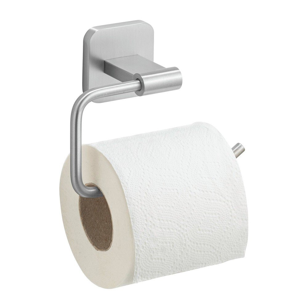 Uchwyt na papier toaletowy z mocowaniem Turbo-loc ze stali nierdzewnej w kolorze matowego srebra bez wiercenia Porto – Wenko