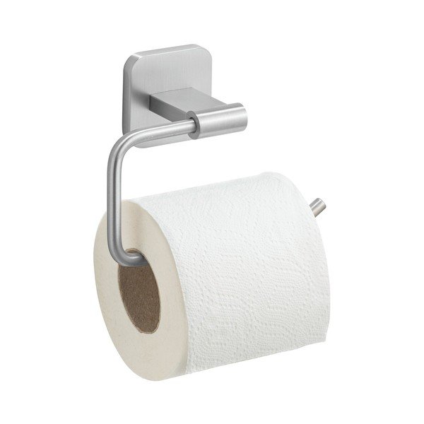 Uchwyt na papier toaletowy z mocowaniem Turbo-loc ze stali nierdzewnej w kolorze matowego srebra bez wiercenia Porto – Wenko