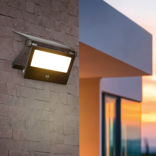 Lampa zewnętrzna ścienna LED z czujnikiem ruchu solarna (wysokość 15,5 cm) Moura – Trio-image-1