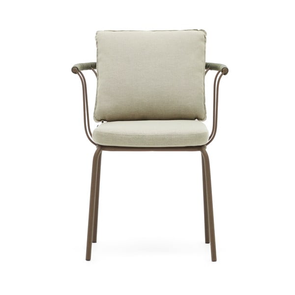 Zielono-beżowe metalowe krzesło ogrodowe Salguer – Kave Home-image-2