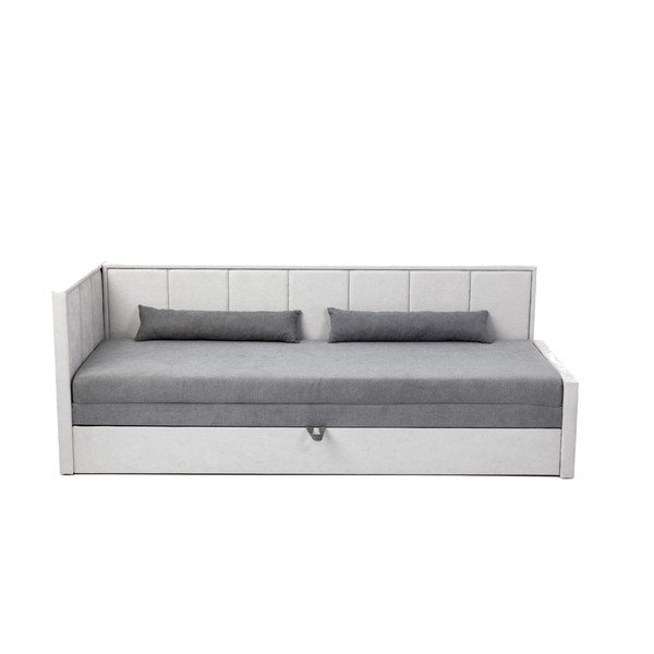 Szara rozkładana/ze schowkiem sofa z tkaniny szenilowej 214 cm Fulgeo – ELTAP