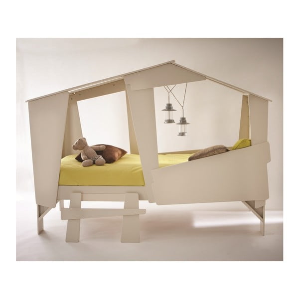 Białe łóżko dziecięce w kształcie domu Demenyere Cabane, 90x200 cm