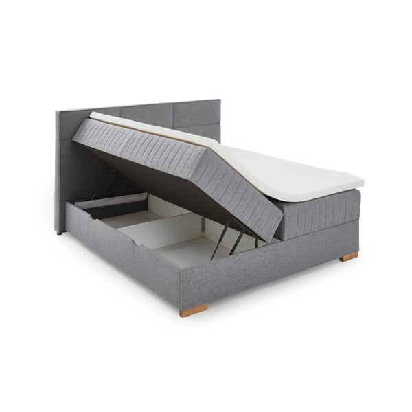 Szare łóżko boxspring ze schowkiem 180x200 cm Tambo – Meise Möbel-image-2
