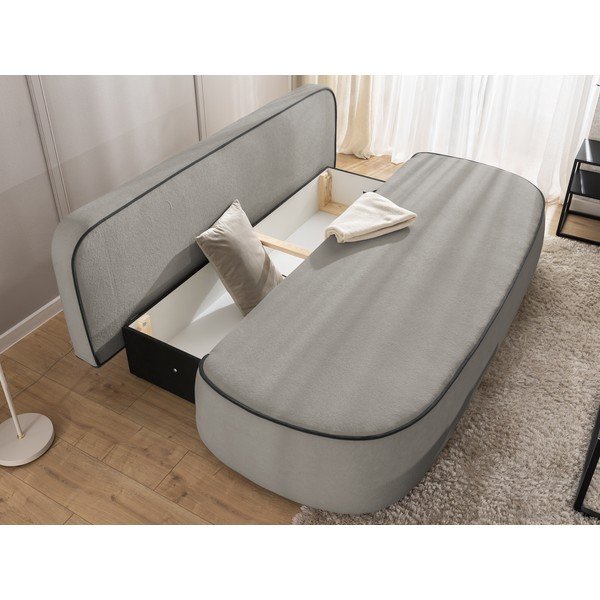 Czarna/szara aksamitna rozkładana/ze schowkiem sofa 210 cm Saga – Ropez-image-4