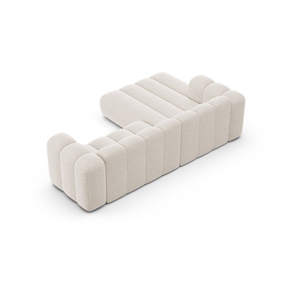 Kremowy narożnik z tkaniny szenilowej (lewostronny/z szezlongiem) Lupine – Micadoni -image-3