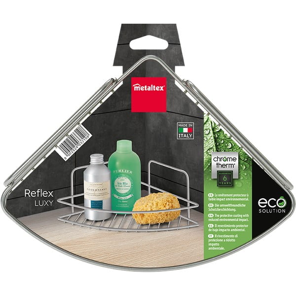 Stalowa półka łazienkowa w kolorze srebra z połyskiem Luxy – Metaltex-image-2