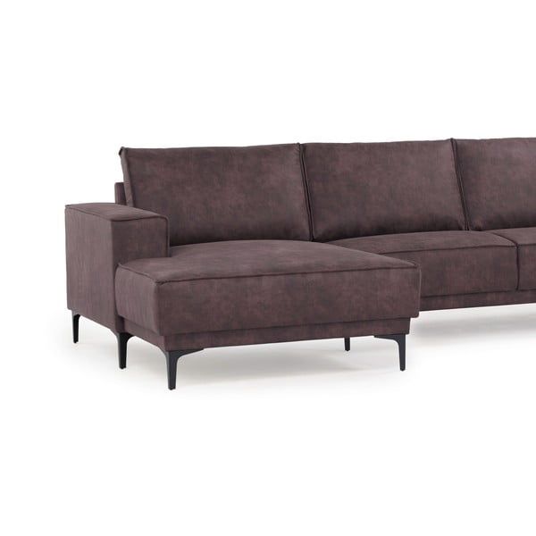 Ciemnobrązowy narożnik z imitacji skóry (lewostronny) Copenhagen – Scandic-image-4