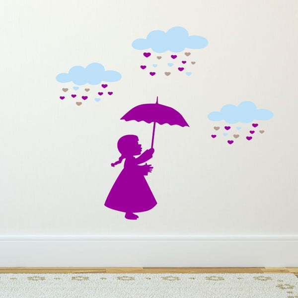 Naklejka Little Girl and Heart Rain
