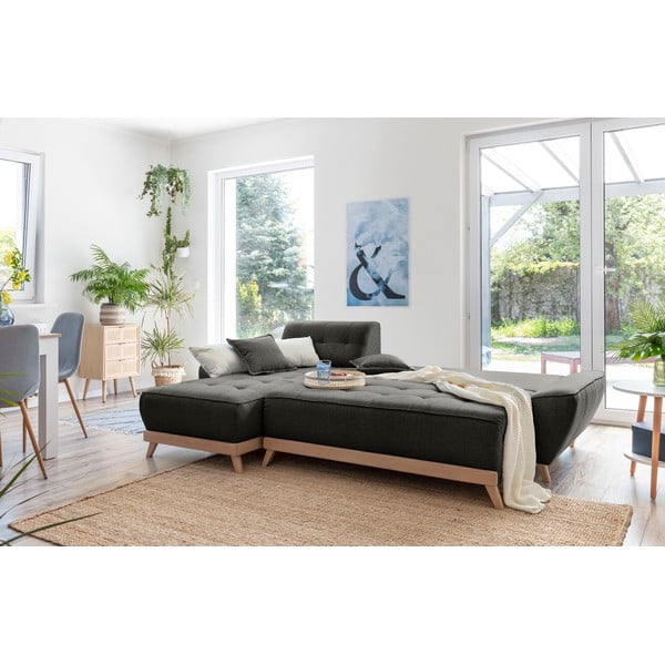 Ciemnoszary rozkładany narożnik wielofunkcyjny Miuform Dazzling Daisy-image-4