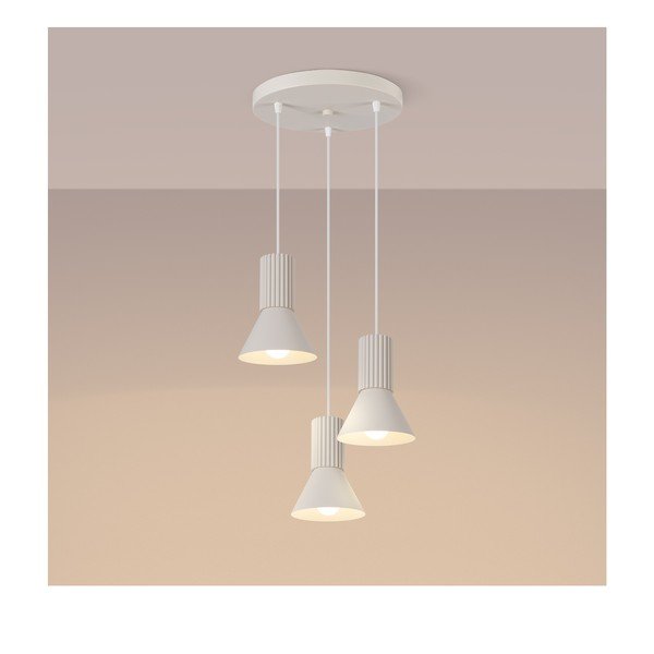 Beżowa metalowa lampa wisząca ø 30 cm Niru – Sollux-image-2