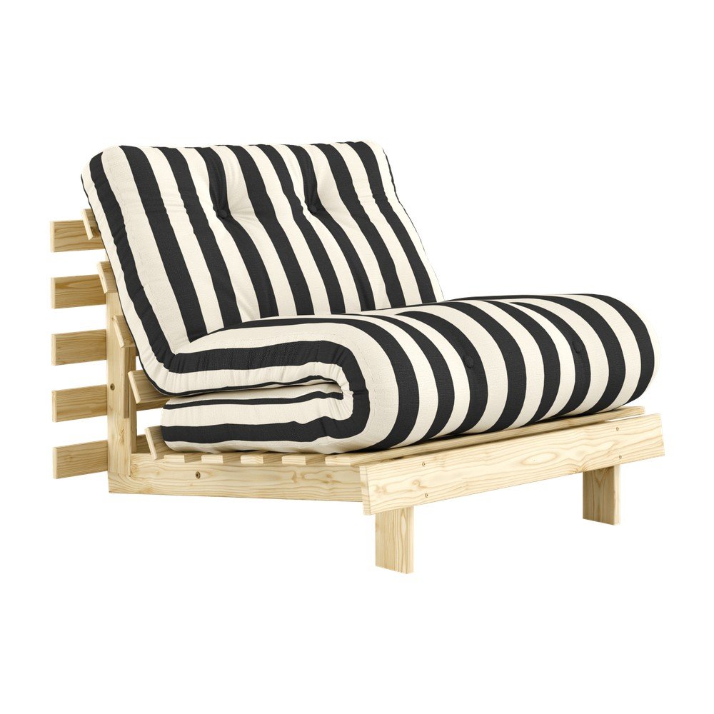 Czarno-biały rozkładany fotel futon/drewniany Roots – Karup