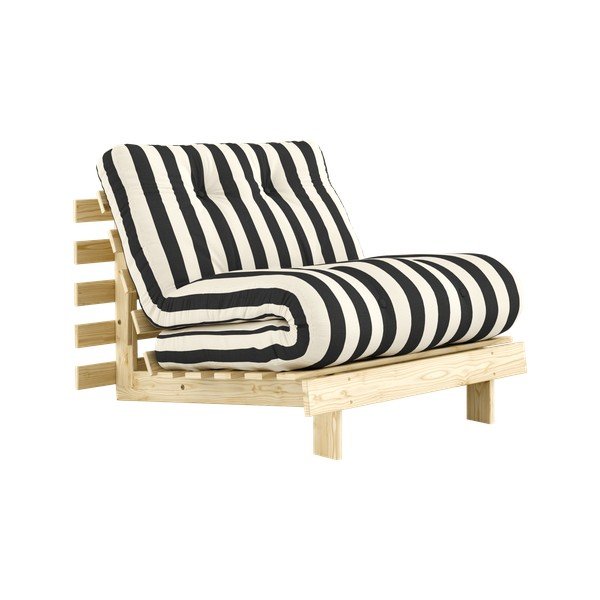 Czarno-biały rozkładany fotel futon/drewniany Roots – Karup