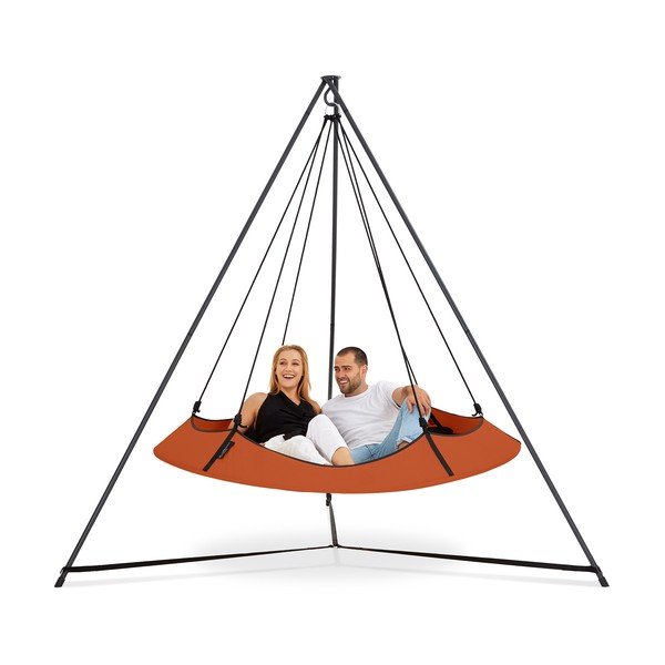 Pomarańczowa huśtawka ogrodowa ze stojakiem –  Hangout Pod-image-2