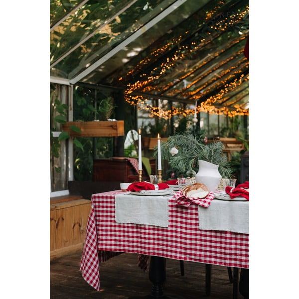 Lniany bieżnik 40x200 cm Red Gingham – Linen Tales-image-1
