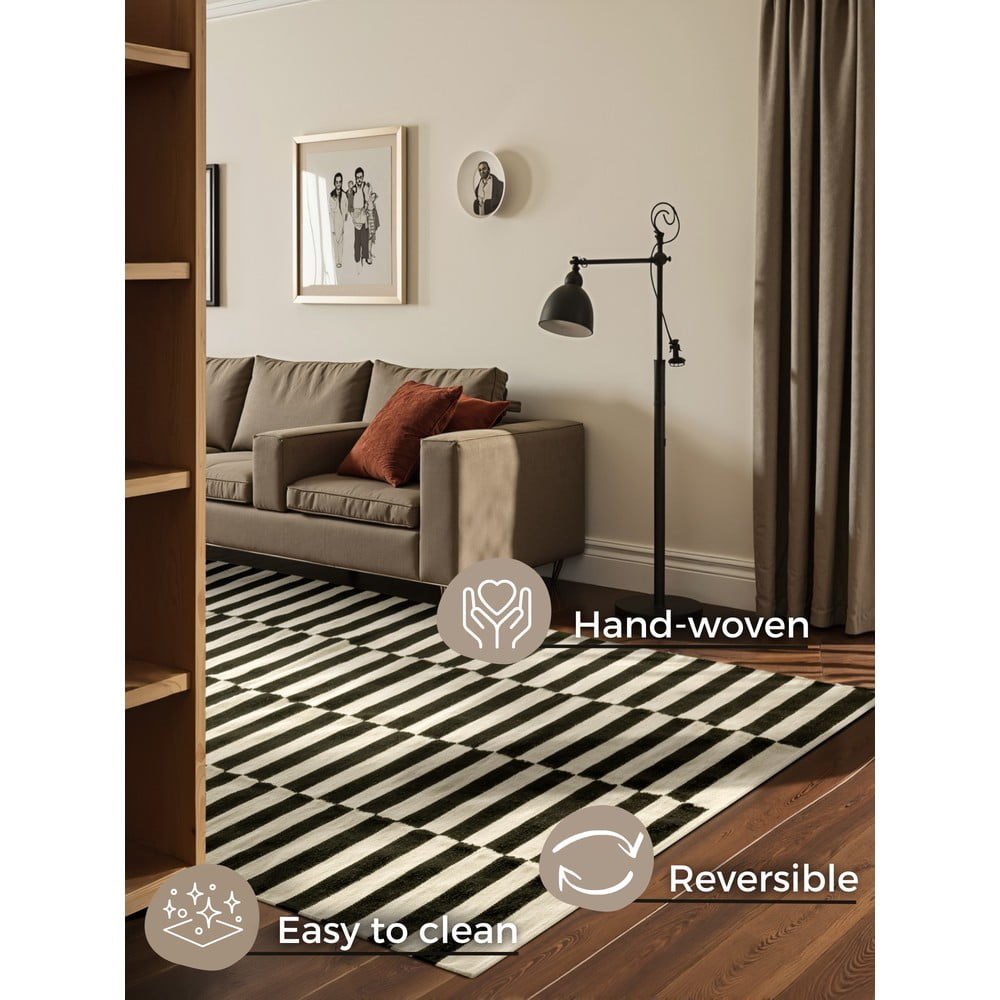 Czarno-biały wełniany dywan dwustronny tkany ręcznie 200x300 cm Donna – Hanse Home (zdjęcie 3)