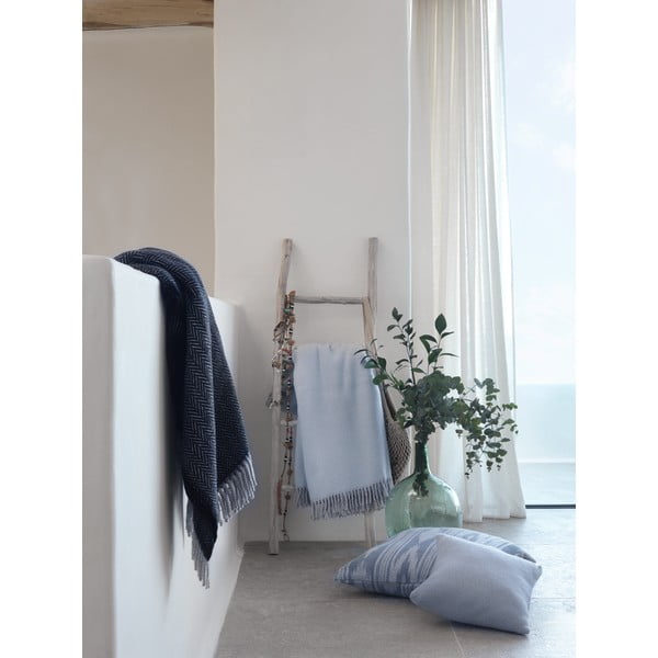 Błękitny pled z domieszką bawełny Euromant Skyline II, 140x180 cm-image-3