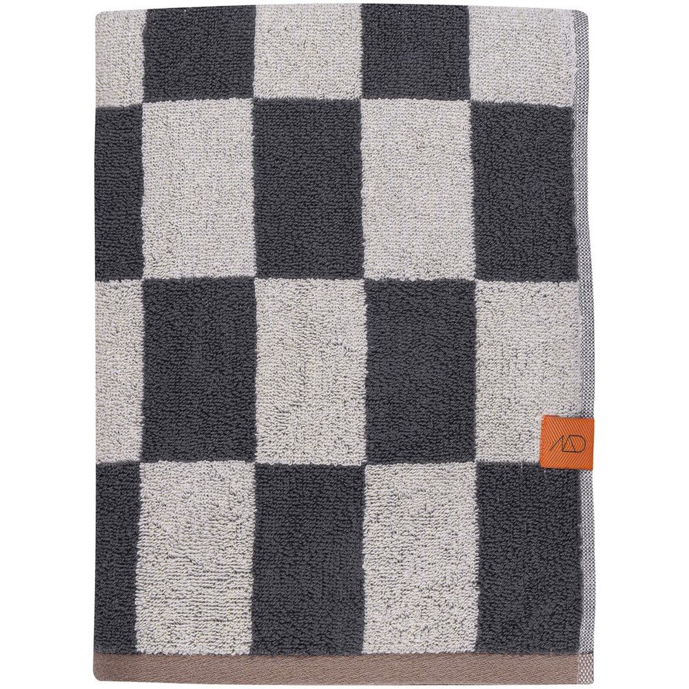 Antracytowo-beżowy ręcznik kąpielowy z bawełny organicznej frotte 70x133 cm Retro – Mette Ditmer Denmark