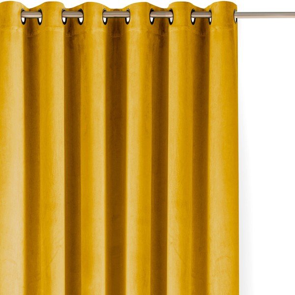 Musztardowa aksamitna zasłona częściowo zaciemniająca (dimout) 200x250 cm Velto – Filumi