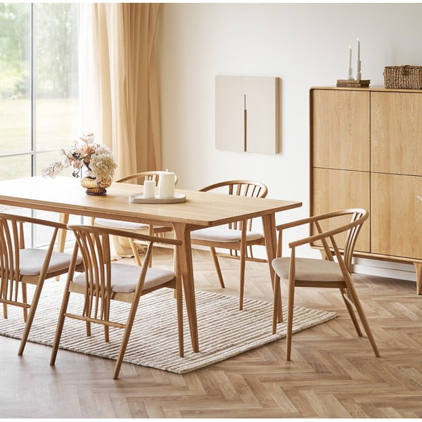 Krzesło z podłokietnikami z litego drewna dębowego w naturalnym kolorze Agustin – House Nordic-image-2