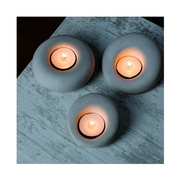 Betonowe świeczniki zestaw 3 szt. Donut – Mioli Decor-image-3