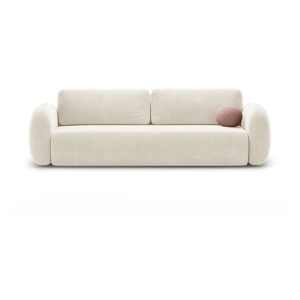 Kremowa aksamitna rozkładana/ze schowkiem sofa 262 cm Tonale – Cosmopolitan Design