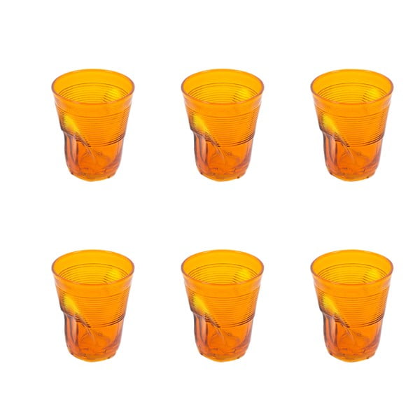 Zestaw 6 pomarańczowych szklanek Kaleidos, 340 ml