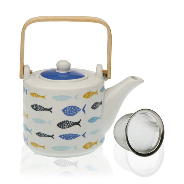 Porcelanowy dzbanek z sitkiem na herbatę Versa Blue Bay